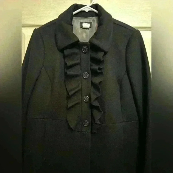 J.crew 100%wool coat black color women’s size 8, with pockets - Picture 2 of 6